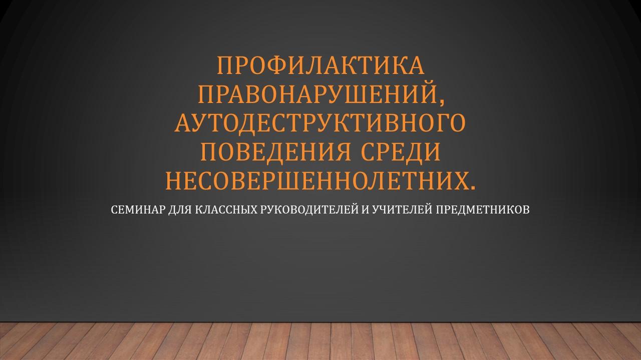 Профилактика правонарушений, аутодеструктивного поведения среди несовершеннолетних.