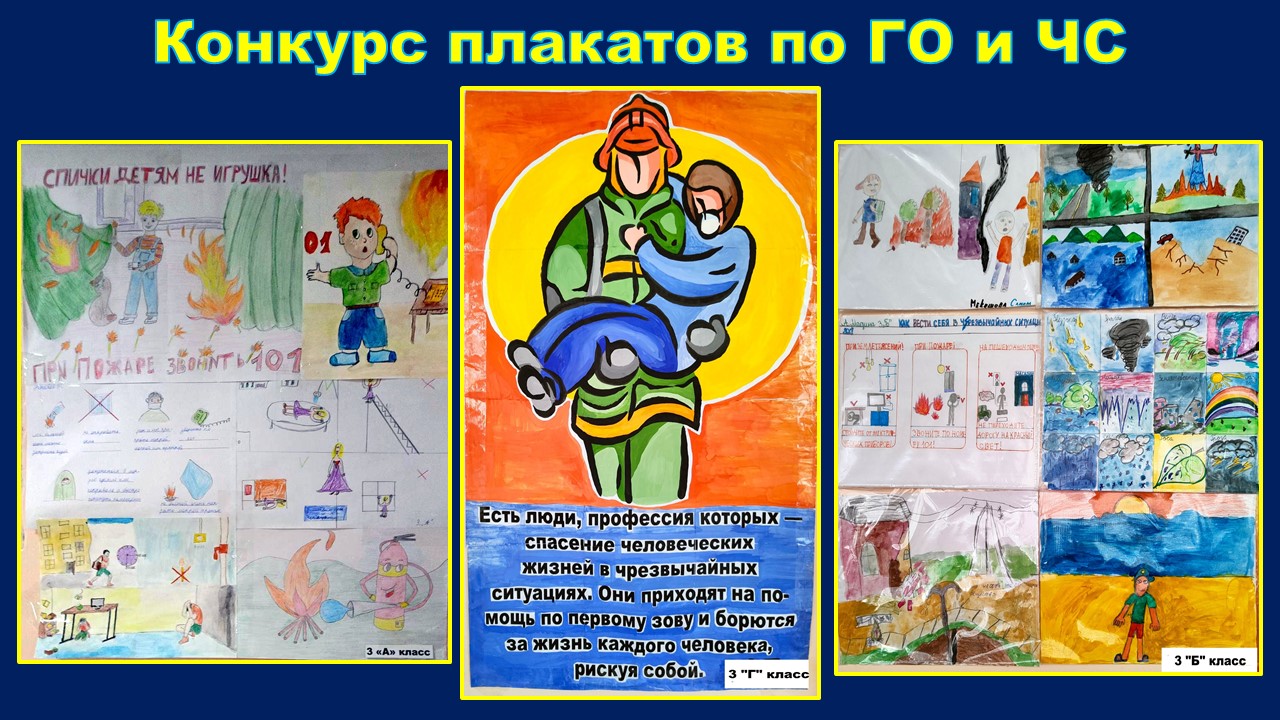 Конкурс плакатов по ГО и ЧС среди 3х классов