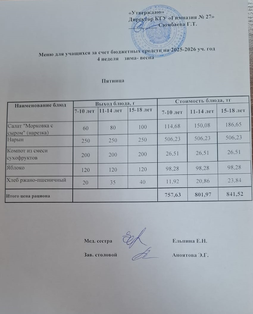 4 апта 5 күн/ 4-я неделя 5 -й день